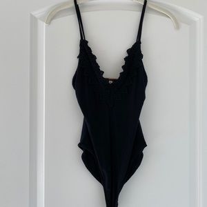 Free People Black Bodysuit